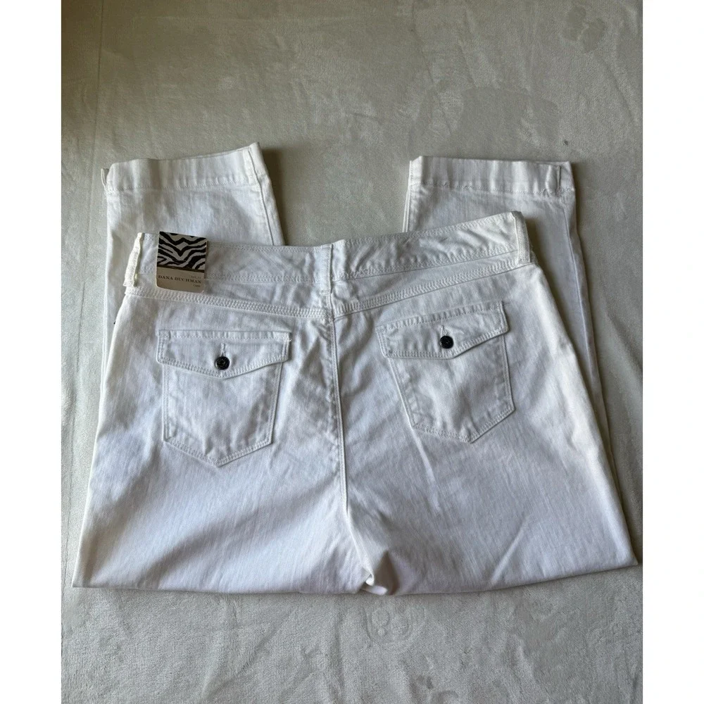 NWT Dana Buchman‎ Pants Signature Women's White Cropped Capri Pants Size 14